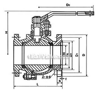 ANSI/JIS Metal hard-sealed ball valve constructral diagram