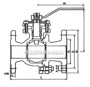 ANSI/JIS Metal hard-sealed ball valve constructral diagram