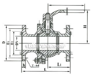 Q41T flange copper ball valve structural diagram