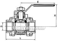 High pressure three-section ball valve constructral diagram1