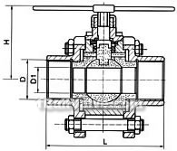 High pressure three-section ball valve constructral diagram2