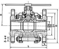 High pressure three-section ball valve constructral diagram3