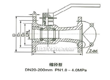 High temperature integrated ball valve constructral diagram