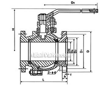 Manual soft-sealed floating ball valve constructral diagram