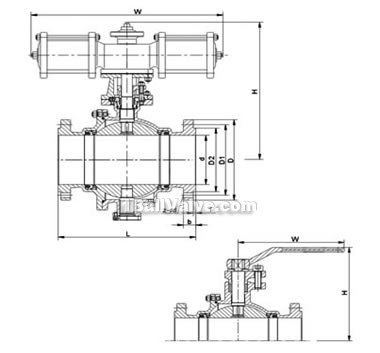 Q647 spray powder coal special ball valve structural diagram