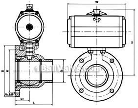 Q641 pneumatic discharge stuff ball valve structural diagram