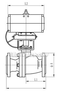 Pneumatic flange ball valve constructral diagram1