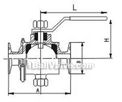 Sanitary sleeve ball valve constructral diagram