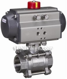 Pneumatic three-plate inner thread ball valves